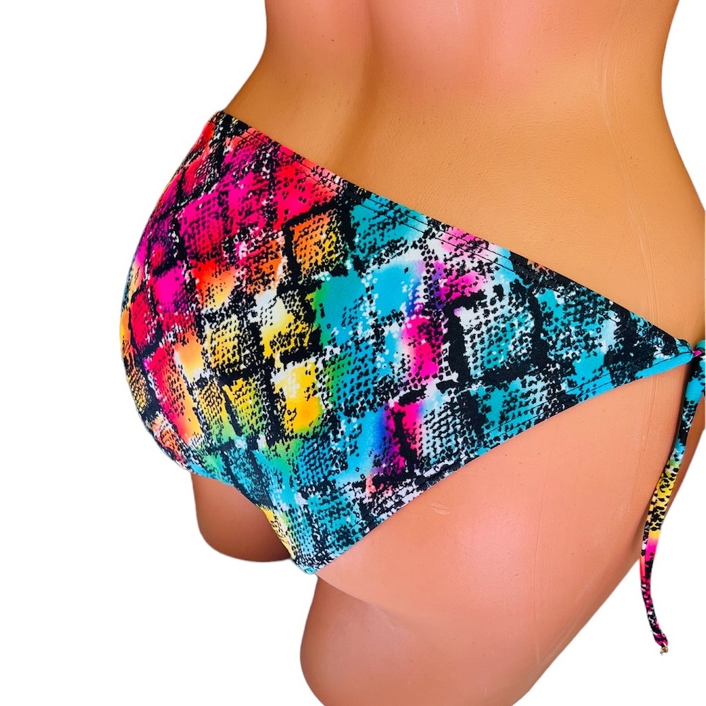 Large Roxy Bikini Bottom Colorful Snakeskin print